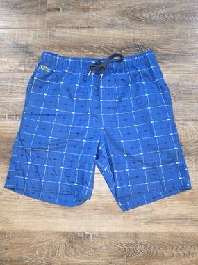 Lacoste Mens Large All Over Logo Print Sleepwear Shorts Blue Lounge Pockets C6